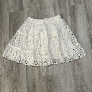 NWT  Zara Tiered Cotton Eyelet Skirt XS
